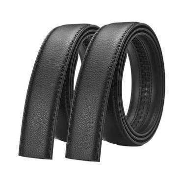 Imagem de Cinto Masculino De Couro PU Preto Sem Fivela, De Alta Qualidade, 2 Peç