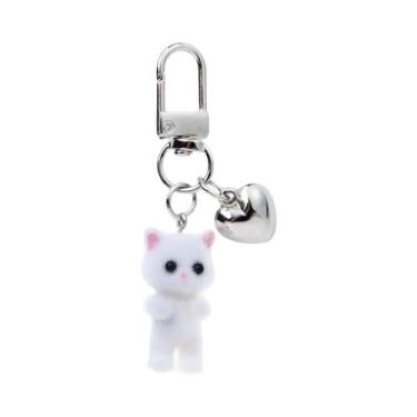 Imagem de Chaveiro De Gato 3D Fofo Com Efeito Flocado, Pingente De Telefone, Cha