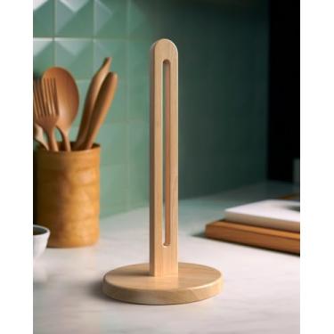 Imagem de CHAUNCEY HOME Suporte de toalha de papel de madeira para rolo jumbo - elegante rack de papel de cozinha organizador de rolo de toalha de banheiro, UB, suporte de rolo de papel de bancada de madeira
