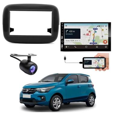 Imagem de Central Multimídia 2 Din Carplay Android Auto Fiat Mobi Moldura + Câmera