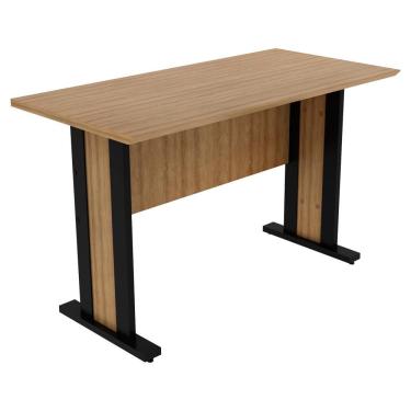 Imagem de Mesa Escrivaninha Para Escritório 117 Cm Me4194 Amendoa Preto Tecno Mobili Amendoa Preto