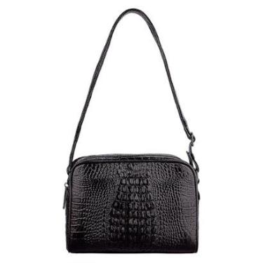 Imagem de Bolsa quadrada de couro croco grafite Daiana-Feminino