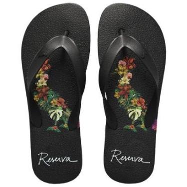 Imagem de Chinelo Reserva Go Sandália Masculina Preto Rsv PP Estampa Botanico-Masculino