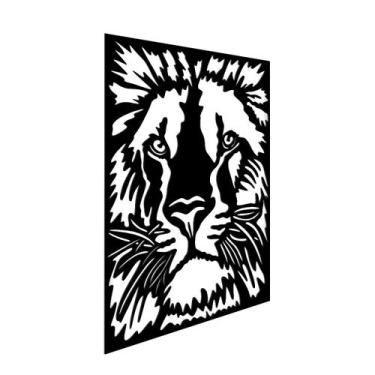 Imagem de Quadro alto relevo leao decorativo parede 32x22cm - Decoraset