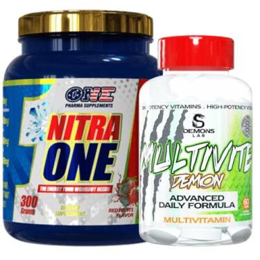 Imagem de Combo Pré Treino Nitra One 300g + Multivitamínico Multivite Demon 60 T