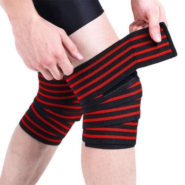 Imagem de Kit Faixa Elástica Joelheira Compressão Exercício Funcional Musculação