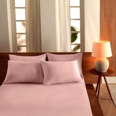 Imagem de Lençol Queen Liso Com Elástico Malha 100% Algodão Premium Pent Camélia