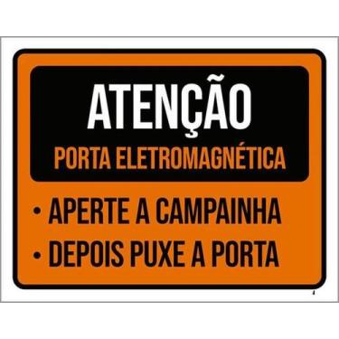 Imagem de Kit 10 Placas Sinalização - Atenção Porta Eletromagnética - Sinalizo