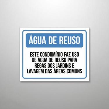 Imagem de Placa Acm Água Reuso Condomínio Azul 18X23 - Sinalizo