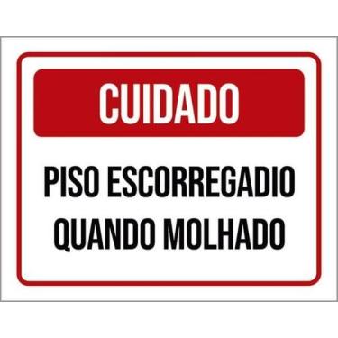 Imagem de Kit 5 Placas Cuidado Piso Escorregadio Quando Molhado 36X46 - Sinalizo