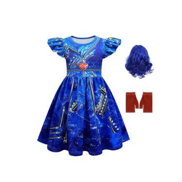 Imagem de Vestido de festa Letushy Halloween Girl 4-5t com perucas azuis