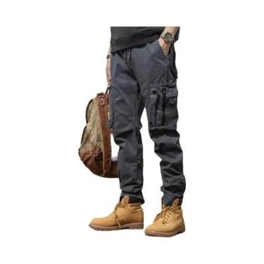 Imagem de Calças Jeans Masculinas Oversized De Lona 24oz Com Múltiplos Bolsos Pa