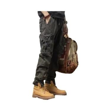 Imagem de Calças Jeans Masculinas Oversized De Lona 24oz Com Múltiplos Bolsos Pa