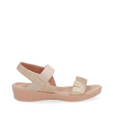 Imagem de Sandalia Usaflex Couro Dourada Tira Elástico-Feminino