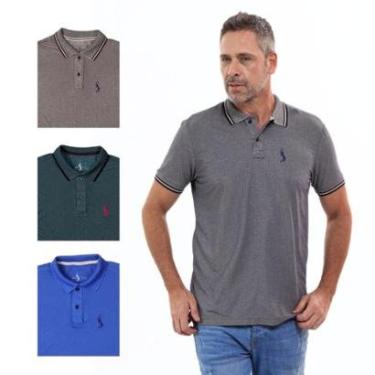 Imagem de Kit 4 Camisa Polo Masculina Elegante Dia a Dia Piquet-Masculino