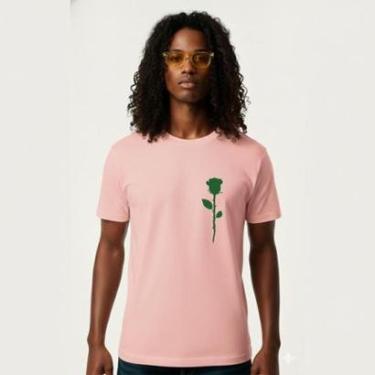 Imagem de Camiseta Masculina Algodão Premium Skate Surf Praia Streetwear BOTÃO DE ROSA-Masculino