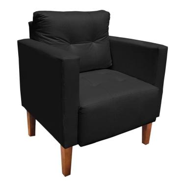 Imagem de Poltrona Decorativa Lívia M11 para Sala Couro Sintético Preto