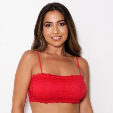 Imagem de Top Faixa Rendado com Bojo Cor:VermelhoTamanho:G - Kit Mania Lingerie,