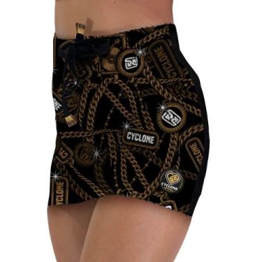 Imagem de Saia Cyclone Veludo Gold Chains Heavy, Preto, Marrom, G