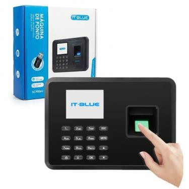 Imagem de Máquina De Ponto Relógio Biométrico Senha Impressão Digital - It-Blue