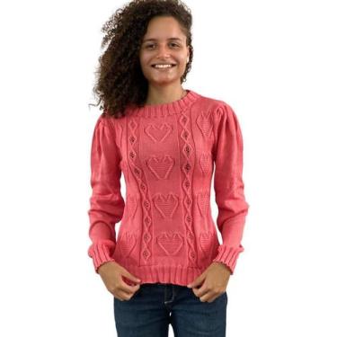 Imagem de Blusa De Tricot Suéteres Feminina Corações Inverno Frio 476 - Deeyaa, 