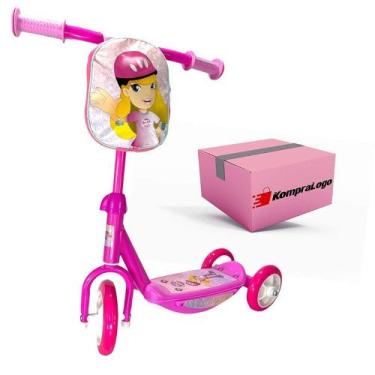 Imagem de Patinete Infantil 3 Rodas Menina Princesa Rosa Feminino - Unitoys