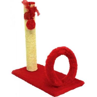 Imagem de Brinquedo Arranhador para gatos: retangular com argola em sisal e pelú