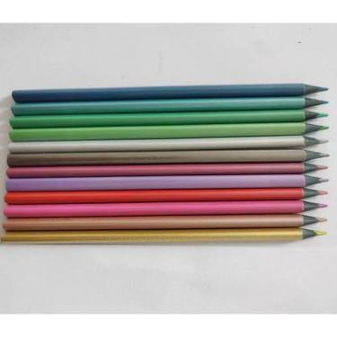 Imagem de Lápis de Cor Metálico 12 Cores School Basics Madeira