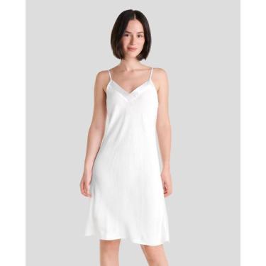 Imagem de Camisola Feminina de Alças Jacquard Macia Marfim Lohe, Marfim, GG