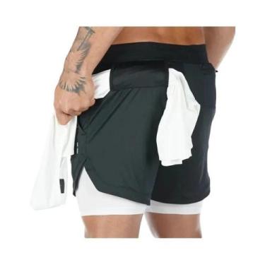 Imagem de Shorts Esportivos 2 Em 1 Camo Quick Dry Para Corrida, Academia, Treino