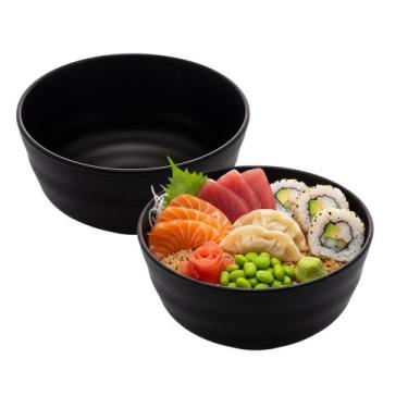 Imagem de Jogo 2 Bowl Preto Tigela Japonesa Tokyo Melamina Comida Restaurante 45