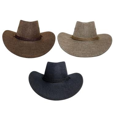 Imagem de Chapéu Vaqueiro Country Boiadeiro de Juta com Cordão Tamanho Único Adulto Marrom Extra Festas