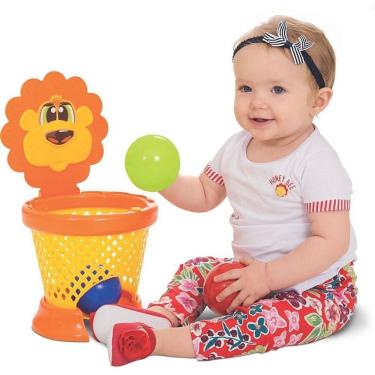 Imagem de Brinquedo Infantil Basketball Baby com Sistema de Retorno de Bolinhas Design Leão Mercotoys