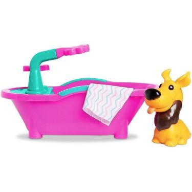 Imagem de Kit de Brinquedo Brincando de Profissões Pet Spa com Acessórios para Banho e Cuidados Samba Toys