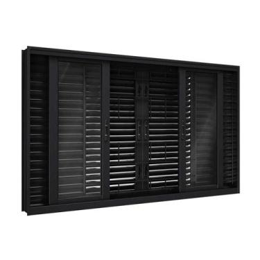 Imagem de Janela de Aço Veneziana Flex com Grade Quadrada 6 Folhas 100x150cm Fac