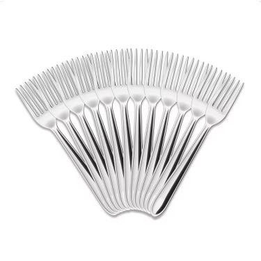 Imagem de Conjunto de Garfos de Sobremesa Turim 12 Peças Aço Inox Polido para Mesa Posta Inox Brinox