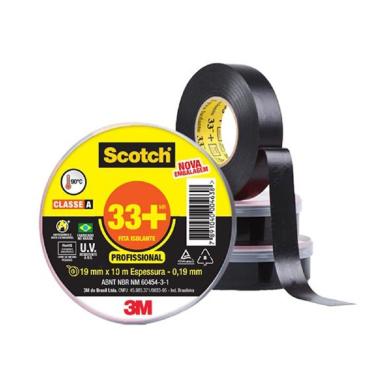 Imagem de Fita Isolante 33+ Hb004482483 Alta Durabilidade Adesão Diferenciada Preto 3M 20MM 3M
