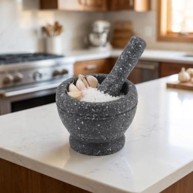 Imagem de Socador Manual Para Tempero Caseiro Alho E Sal Macerador De Cozinha Co