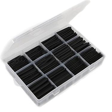 Imagem de 625pcs Kit de tubulação termorretrátil, envoltório de fio de tubos termorretráteis, proporção 2: 1 variedade de manga de cabo elétrico com estojo de armazenamento para proteção de isolamento de longa duração por Bovaocen (8 tamanhos, preto)