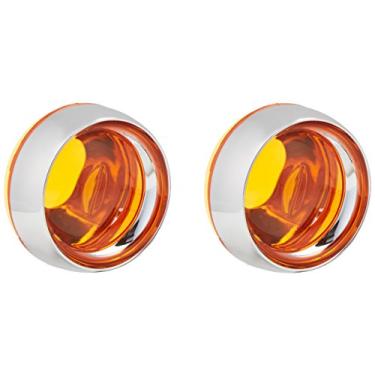 Imagem de Kuryakyn Acessório de iluminação de motocicleta 2268: Sinalização de seta dianteira/luzes pisca-pisca de pratos profundos para motocicletas Honda, Kawasaki, lente âmbar, cromada, 1 par