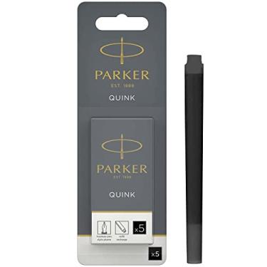 Imagem de Parker Cartuchos de refil de tinta para caneta-tinteiro longa QUINK, preto, 5 unidades