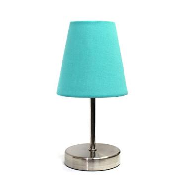 Imagem de Simple Designs LT2013-BLU Mini luminária de mesa básica de níquel areia com sombra de tecido, azul