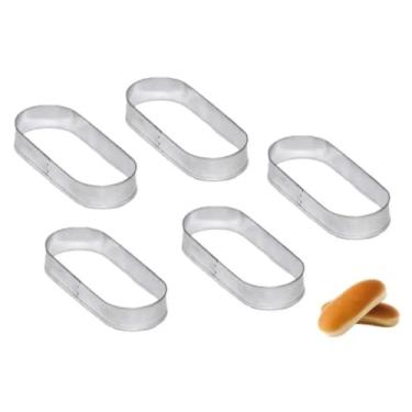 Imagem de Kit 5 Aros Modelador Para Pão De Hot Dog 15x7x3,0cm Aço Inox
