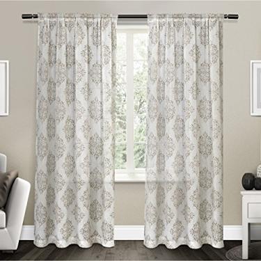 Imagem de Exclusive Home Curtains EH8183-01 2-108R Medalhão de Nagano Belga Painel de Cortina de Janela Par com Bolso para Vão, 137 x 274 cm, Castanho-acinzentado, 2 Unidades