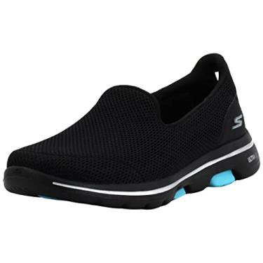 Imagem de Skechers Women's GO Walk 5-15901 Sneaker, Black/Aqua, 8.5 M US