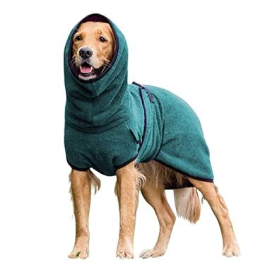Imagem de Foern Moletons com capuz para cães, roupas com fecho de pressão quente de poliéster outono inverno em ambientes externos, roupas para animais de estimação para cães de médio e grande, azul, 2GG: 59 cm/23 pol