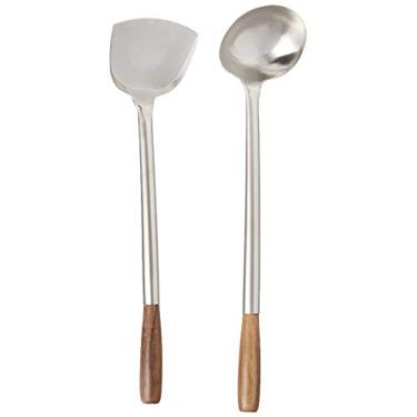 Imagem de Fox Run Conjunto de ferramentas para wok de espátula e concha, 42 a 44 cm, aço inoxidável