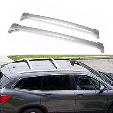 Imagem de 2 peças de alumínio transversal barra transversal trilho de teto, bagagem, transportador de carga serve para Honda Pilot 2016-2021