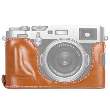 Imagem de HONGYAN capa da câmera 1/4 de polegada thread PU couro câmera metade da caixa para fujifilm x100f acessórios para câmera