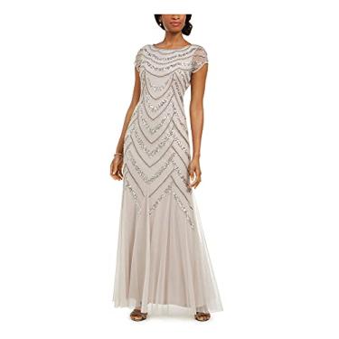 Imagem de Adrianna Papell Vestido feminino coberto com contas, Mármore, 44